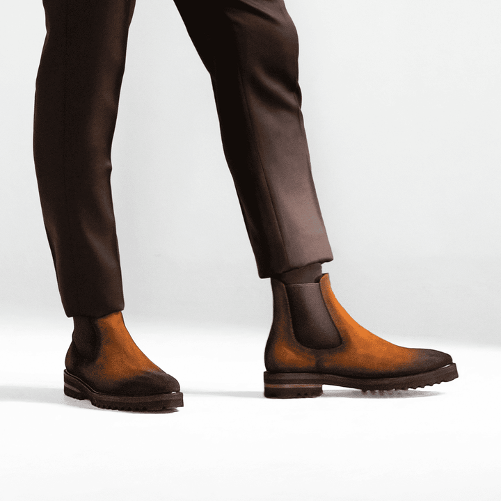 Bota Jacques Gamuza Cognac Suela Ultraliviana