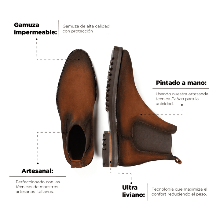 Bota Jacques Gamuza Cognac Suela Ultraliviana